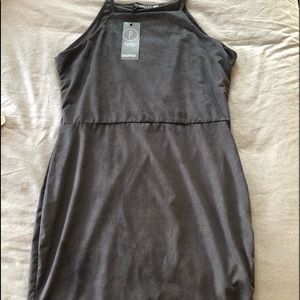Petite suede bodycon dress